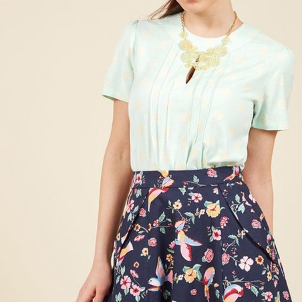 ModCloth Mint Daisies Yard Work & Dedication Top